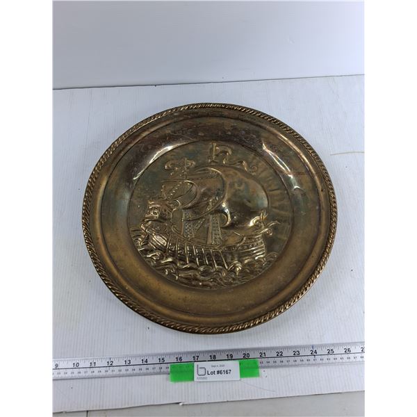 Metal Ship Decoration  17'' Wide - As Is