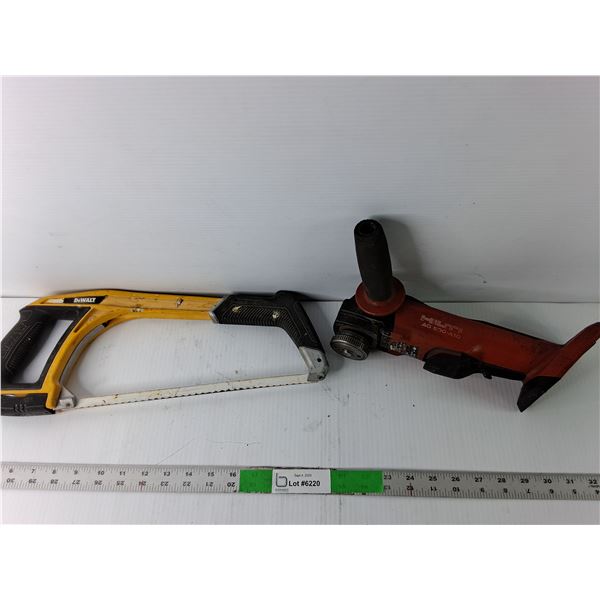 Hilti Angle Grinder Battery Powered Includes Dewalt Hand Saw UNTESTED AS IS