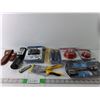 Image 1 : Misc Utility Lot - Misc Lights, Spinning Wire Brush, Leather Button Pouches, Other
