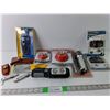 Image 1 : Misc Utility Lot - Misc Lights, Spinning Wire Brush, Leather Button Pouches, Other