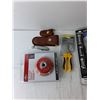 Image 3 : Misc Utility Lot - Misc Lights, Spinning Wire Brush, Leather Button Pouches, Other