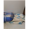 Image 7 : Variety Of Cloths,  (2) Muffin Tins, (2) Blue Plastic Platters, Heart Platter, Egg Holder