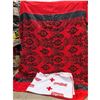 Image 1 : Red And Black Quilt  & Canadian Redcross Blanket- Has Rips