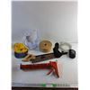 Image 1 : Water Pitcher, Nassau Bahamas Cap, Miter Saw, Caulking Gun, Cup Holder, Tie, Misc