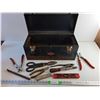 Image 1 : Vintage Eaton Tecomaster Tool Box, Tin Shears, Box Cutters, Wire Cutters, Pliers, Hole Punch, Misc