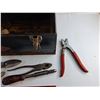 Image 4 : Vintage Eaton Tecomaster Tool Box, Tin Shears, Box Cutters, Wire Cutters, Pliers, Hole Punch, Misc