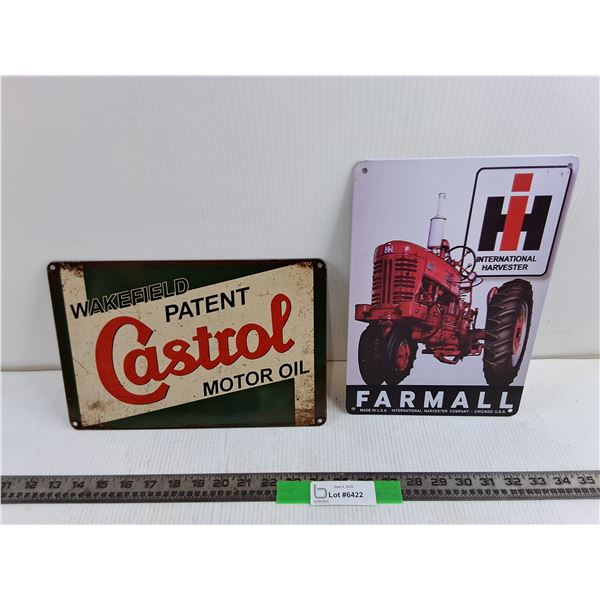 (2) 12x8″ Castrol Oil, International Harvester