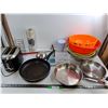 Image 1 : Black and Decker Toaster As-Is, Starbucks Cup, (3) Frying Pans, Misc