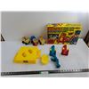 Image 1 : Rock Em Sock Em Robots Partial, (3) Wooden Toy Trains
