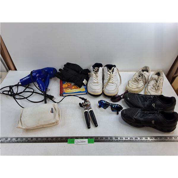 (2) Conair Hairdryers As-Is, Tommy Hilfiger Shoes Size 10.5, on Clouds Size 9, Nike Airforces Unkno