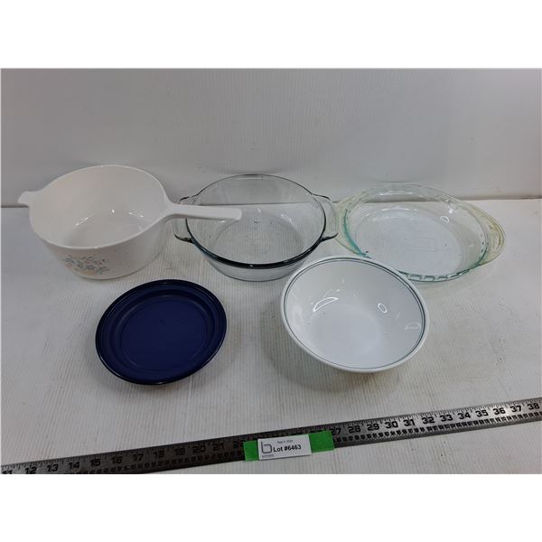 (5) Various Dishes, Pyrex, Pfaltzgraffm Corelle, Misc