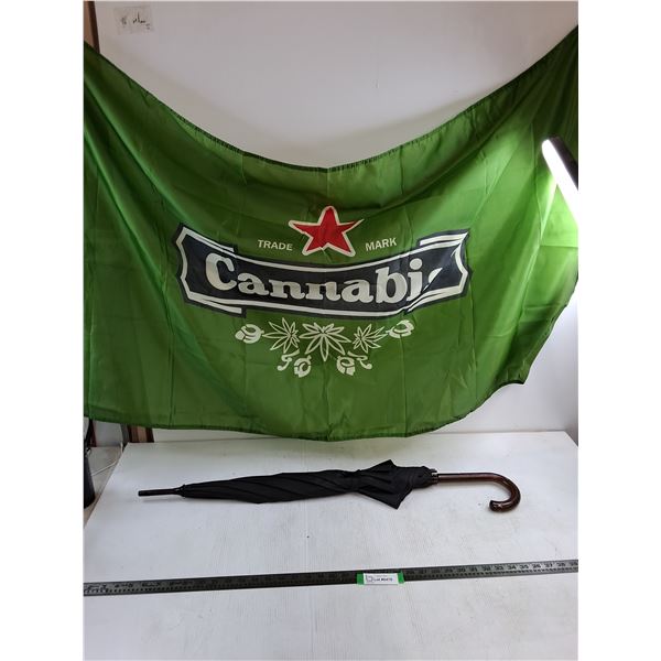 50″ Cannabis Flag, 32″ Umbrella  -  PICK UP