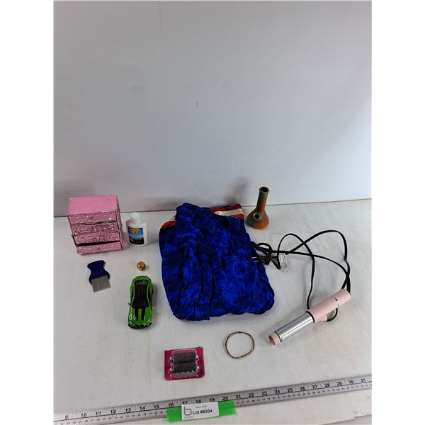 Jewlery Box, Green Car, Curling Iron, Misc - As Is