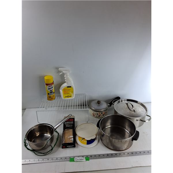 (2) Pots, (2) Pans, Kitchen And Bathroom Cleaner, Misc - As Is CANNOT SHIP