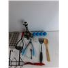 Image 3 : (2) Door Coat Hooks, Potato Masher, Tongs, Misc - As Is
