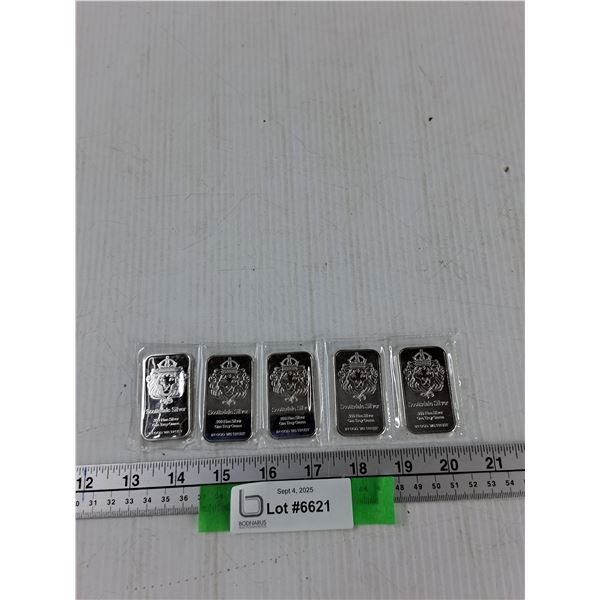 (5) Scottsdale Silver One Ounce Silver Bars - As Is CANNOT AUTHENTICATE