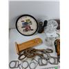 Image 2 : (2) Flashlights, Clock, Assorted D-Rings, Misc - As Is