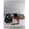 Image 1 : Explorer Emblem, Assorted Electrical Cord Ends, Tin, Misc - As Is