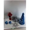 Image 1 : (2) Christmas Ball Ornaments, Christmas Flowers, Christmas Star, Misc - As Is