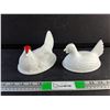 Image 1 : (2) Milk Glass Hens (No Bottoms)