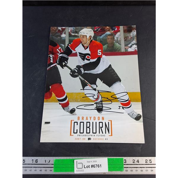 Autographed Braydon Coburn Philadelphia Flyers Poster 11" x 9"