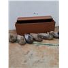 Image 1 : *(6) Ariduk Vintage Featherweight Duck Decoys and Wooden Storage Box- PICK UP ONLY