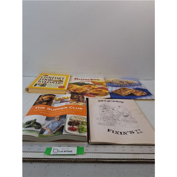 (5) Variety Of Cook Books- Tempting Low-Carb Desserts, The Supper Club, Comort Food Makeovers