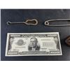 Image 2 : $100000 Souvenir Banknote, Safety Pin, Button Hook, Miniature Iron