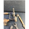 Image 3 : Barrel Tap, Hand Drill, Wrenches, Oil Can, Vintage Folding Ruler, Impact Socket
