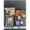 Image 1 : Jewelry Boxes, Framed Wall Art, Various Jewelry - Earrings, Tie Pins
