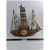 Image 1 : Sessions "Yankee Clipper" Mantle Wood/Metal Sailboat Clock - 17" High x 18" Long