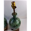 Image 3 : Pair of Vintage Ceramic/Brass/Wood Base Table Lamps - Tested - 22" Height As Shown - No Shades