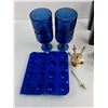 Image 2 : (4) Plastic Wine Glasses, Fancy Drink "Toledo" Swords, Sphere Ice-Cube Maker, Desk & File Organizers