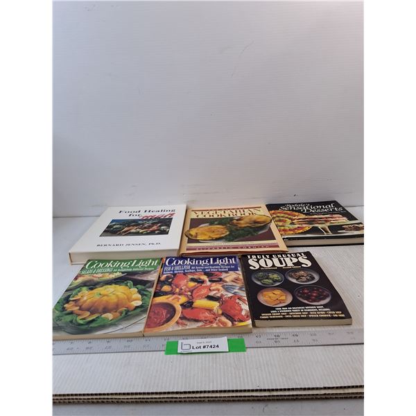 (6) Variety Of Books- Food Healing For Man, Cooking Light, Truly Unusal Soups