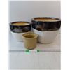 Image 1 : (3) Ceramic Flower Planters- One Has Crack  -  PICK UP