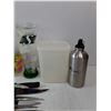 Image 2 : (3) Glasses, (4) Plastic Cups, Metal Water Bottle, Container & Kitchen Knives