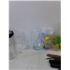 Image 4 : (3) Glasses, (4) Plastic Cups, Metal Water Bottle, Container & Kitchen Knives