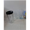 Image 5 : (3) Glasses, (4) Plastic Cups, Metal Water Bottle, Container & Kitchen Knives
