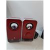 Image 7 : (2) Red Speakers, Card Shuffler, Metal Shelf