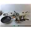 Image 1 : Cookware Lot- (6) Pots/Egg Poacher, (4) Lids, Wok