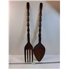 Image 1 : Wooden Carved Kitchen Decor - Fork & Spoon - 40" x 9" Each  -  PICK UP ONLY