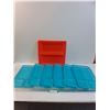 Image 1 : Tupperware Lot: (6) Tupperware Blue Serving Platters & Red Divided Serving Tray