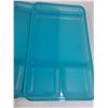 Image 2 : Tupperware Lot: (6) Tupperware Blue Serving Platters & Red Divided Serving Tray