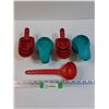 Image 1 : (4) Tupperware Measuring Cup Sets (Red & Green) & Ladle