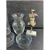 Image 3 : (2) Glass Vases, Anchor Hocking Glass Bowl, Music Trophy