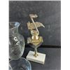 Image 4 : (2) Glass Vases, Anchor Hocking Glass Bowl, Music Trophy