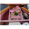 Image 3 : Wooden Jewelry Box, Various Jewelry - Necklaces, Bracelet, Earrings
