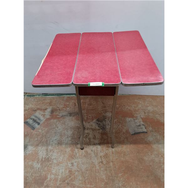* Vintage Adjustable Red Top Metal Frame Table - 30x30" Fully Open - Pickup Only