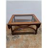 Image 2 : *Wood Coffee Table with Glass Top and Collapsible Sides 45.5" x 24" x 16", Cannot Ship