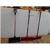 Image 1 : **(3) Wood & Plastic Snow Shovels Up to 54" Tall, Cannot Ship